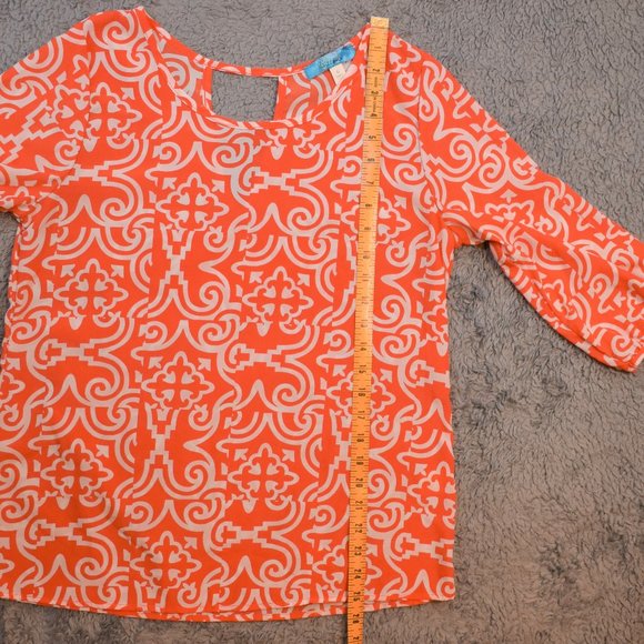 Buttons Geometric Print 3/4 Sleeve Dress Shirt - Picture 11 of 12